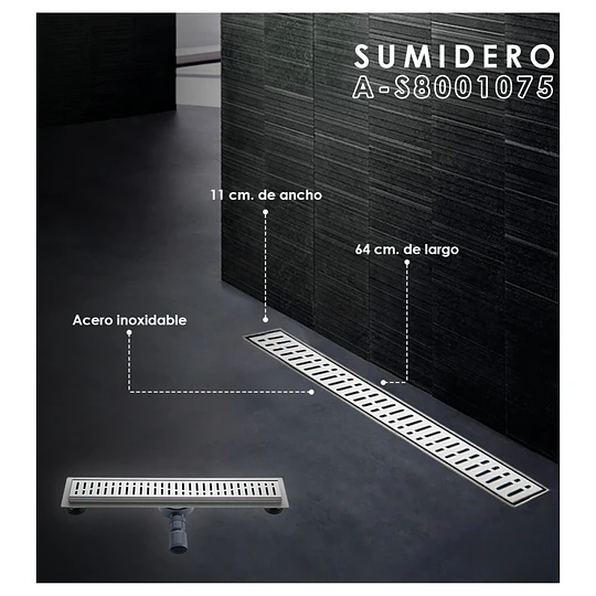SUMIDERO GRANDE A-S8001075 ACERO INOXIDABLE 304