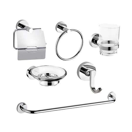 SET DE BAÑO 6 PIEZAS SATINADO ACERO INOXIDABLE 61200