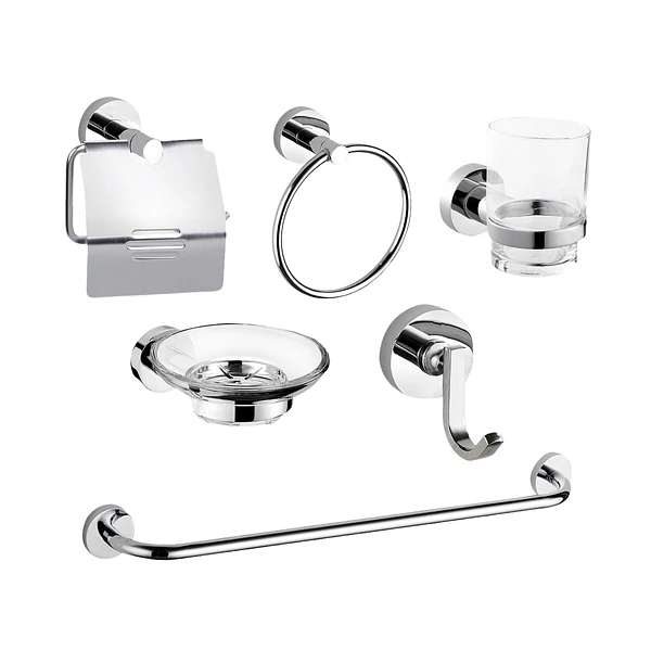 SET DE BAÑO 6 PIEZAS SATINADO ACERO INOXIDABLE 61200