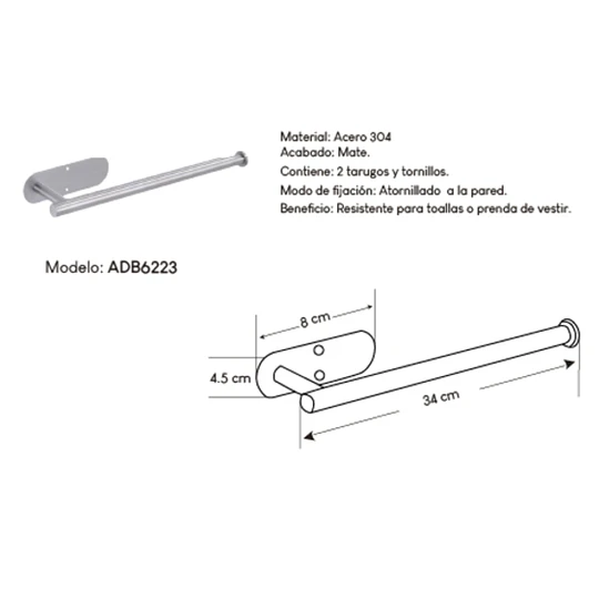 PORTA PAPEL ACERO INOXIDABLE PARA COCINA 6223