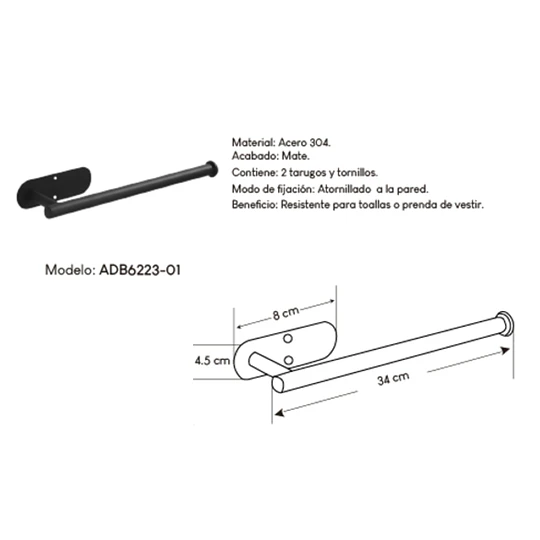 PORTA PAPEL ACERO INOXIDABLE PARA COCINA 6223-01
