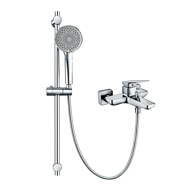 Grifería Monocomando para Ducha Tina Cromada con Barra Deslizante y Ducha Teléfono MT013100
