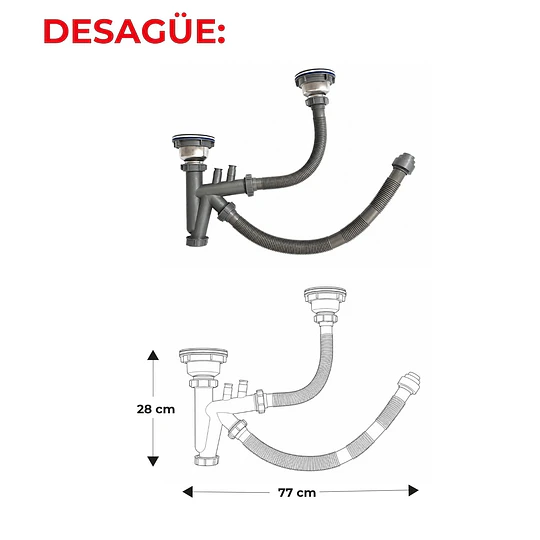 Lavadero de Cocina 2 Pozas con Escurridero y Estantes 120 cm SG-12050D11