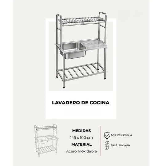 Lavadero de Cocina con Escurridor y Organizador 100cm SG-10050C11