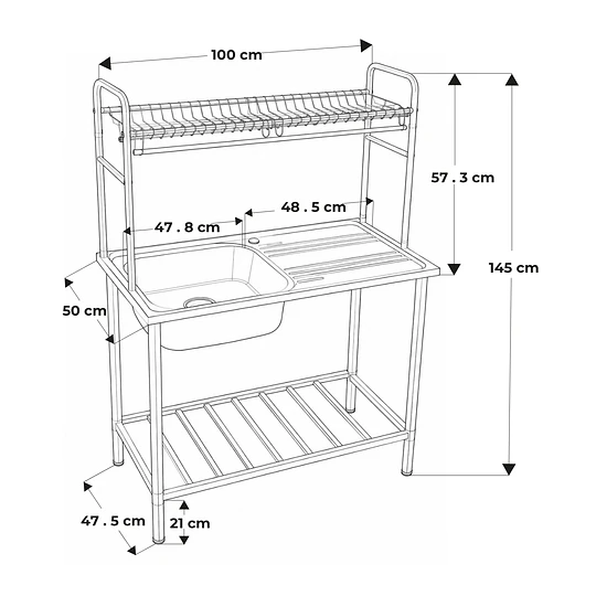 Lavadero de Cocina con Escurridor y Organizador 100cm SG-10050C11
