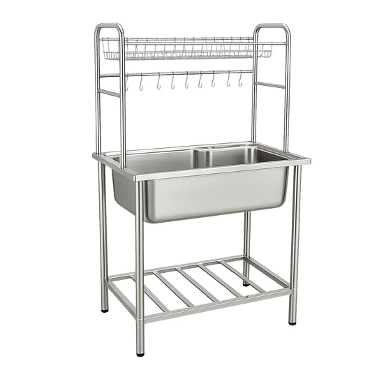 Lavadero de Cocina 1 Poza con Estante Superior y Repisa Inferior 75 cm SG-7545AR1
