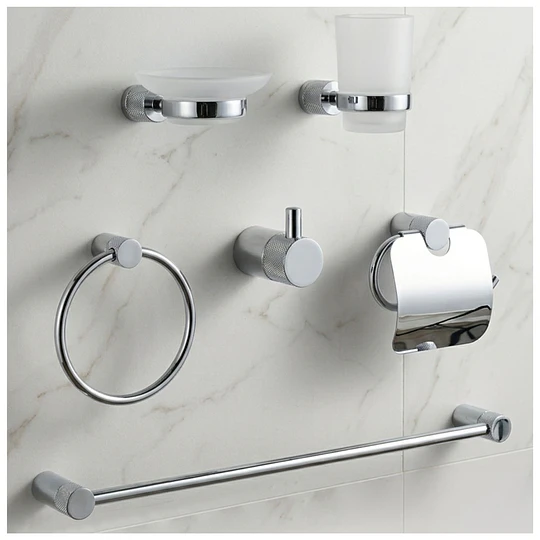 Kit de Accesorios para Baño 6 Piezas Plateado 74400