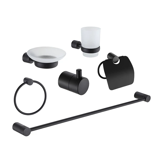 Kit de Accesorios para Baño 6 Piezas Negro 74401