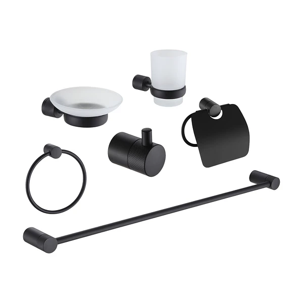 Kit de Accesorios para Baño 6 Piezas Negro 74401