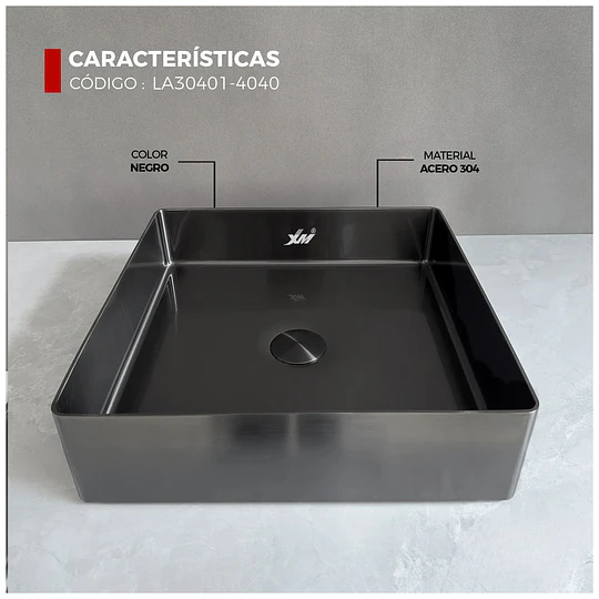 LAVADERO DE ACERO INOXIDABLE NANO NEGRO DE 40CM X 40CM LA30401-4040