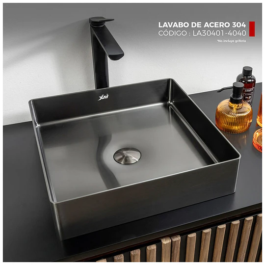 LAVADERO DE ACERO INOXIDABLE NANO NEGRO DE 40CM X 40CM LA30401-4040