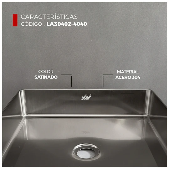 LAVADERO DE ACERO INOXIDABLE DE 40CM X 40CM LA30402-4040