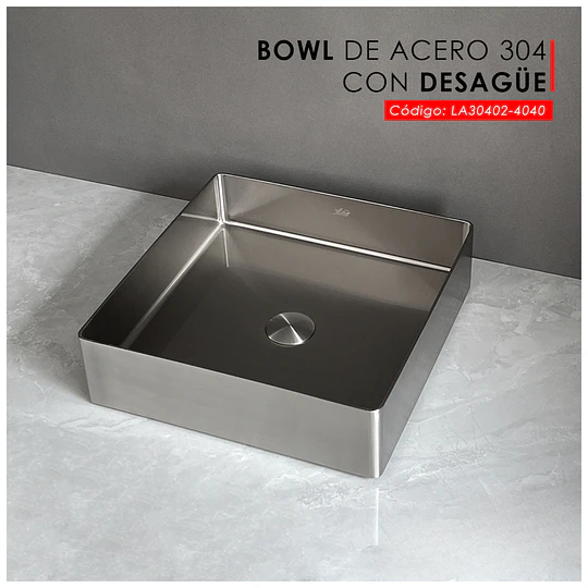 LAVADERO DE ACERO INOXIDABLE DE 40CM X 40CM LA30402-4040