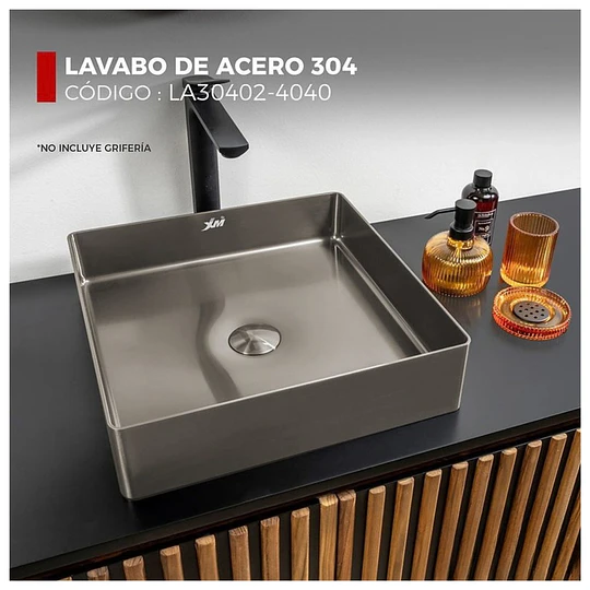 LAVADERO DE ACERO INOXIDABLE DE 40CM X 40CM LA30402-4040
