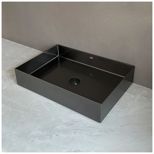 LAVADERO DE ACERO INOXIDABLE NANO NEGRO DE 55CM X 38CM LA30401-5538