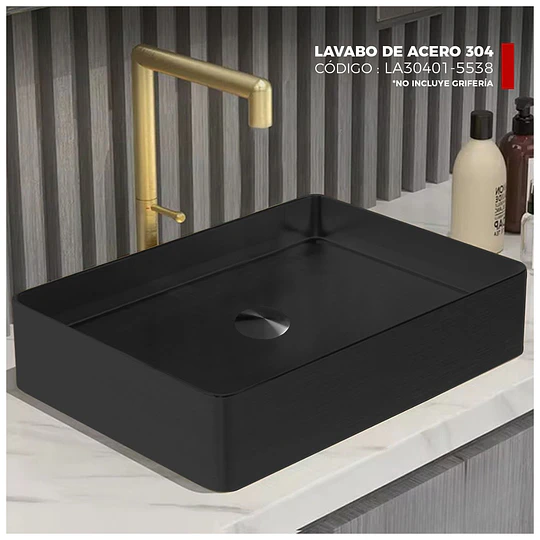 LAVADERO DE ACERO INOXIDABLE NANO NEGRO DE 55CM X 38CM LA30401-5538