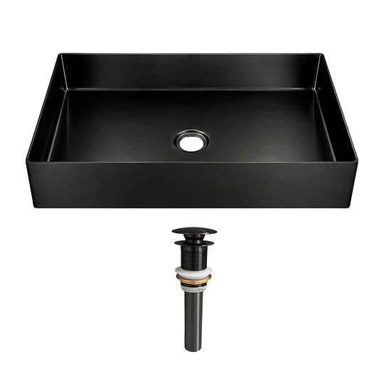 LAVADERO DE ACERO INOXIDABLE NANO NEGRO DE 55CM X 38CM LA30401-5538