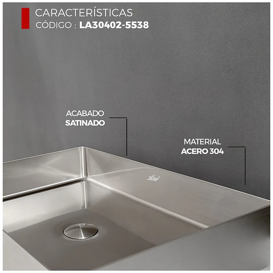LAVADERO DE ACERO INOXIDABLE DE PLOMO 55CM X 38CM LA30402-5538