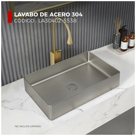 LAVADERO DE ACERO INOXIDABLE DE PLOMO 55CM X 38CM LA30402-5538