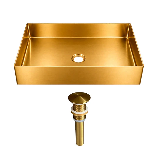 LAVADERO DE ACERO INOXIDABLE DE NANO DORADO 55CM X 38CM LA30407-5538