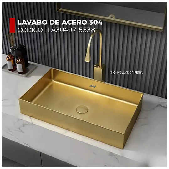 LAVADERO DE ACERO INOXIDABLE DE NANO DORADO 55CM X 38CM LA30407-5538