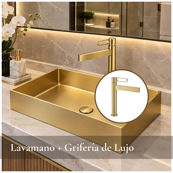 SET LUXURY IMPERIAL Lavamanos + Grifería Dorada