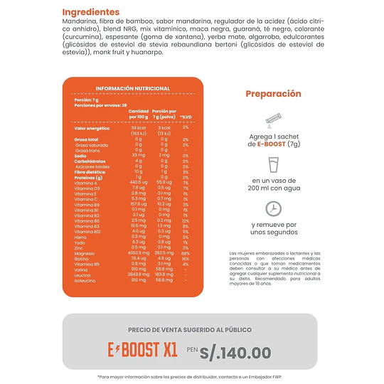 E-BOOST ENERGIZANTE NATURAL DE FWP 196GR