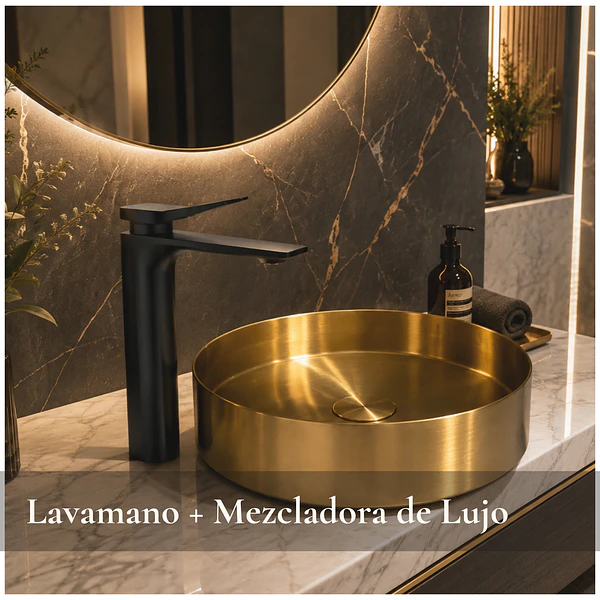 SET LUXURY GOLD Lavamanos + Mezcladora Negro