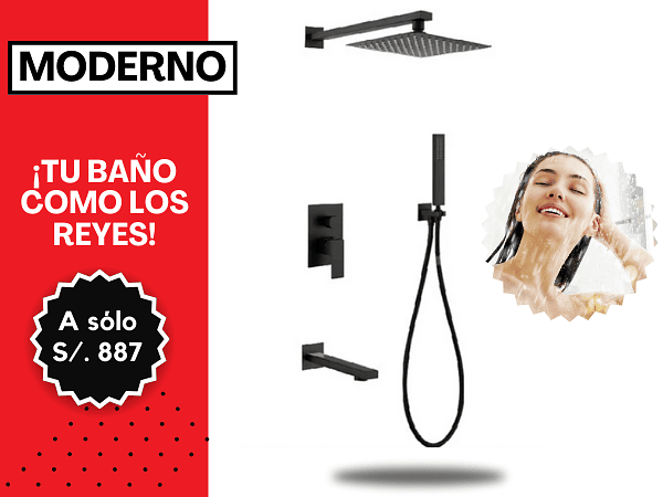 LLAVES MAS MEZCLADORA PARA DUCHA DE LUJO NEGRO MT304- 010D701