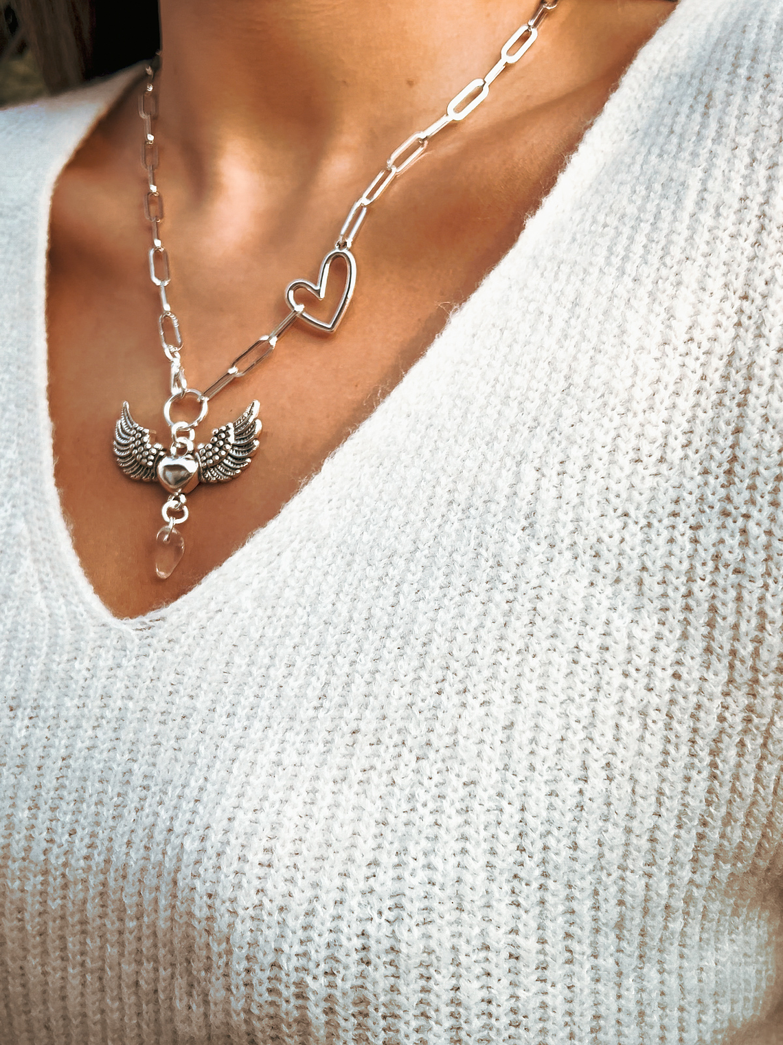 Collar corazón cuarzo  2