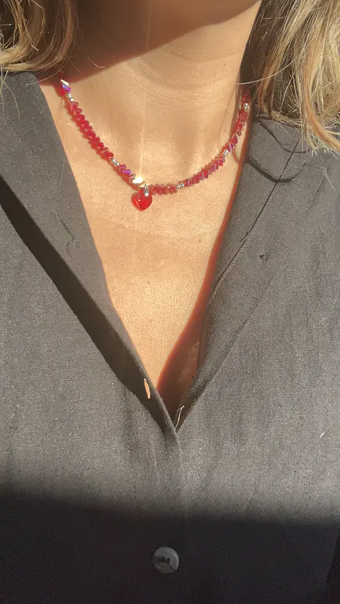 minicollar rojo plata
