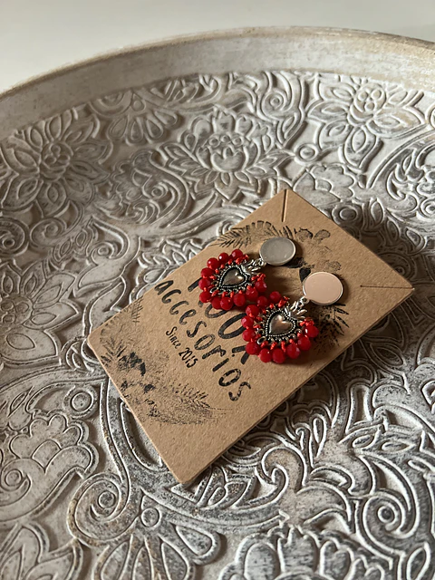 aros rojo plateado 