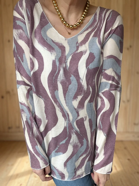 Sweater Marrakech Gris/Burdeo