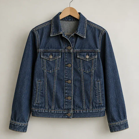 Chaqueta de mezclilla azul oscuro, talla M