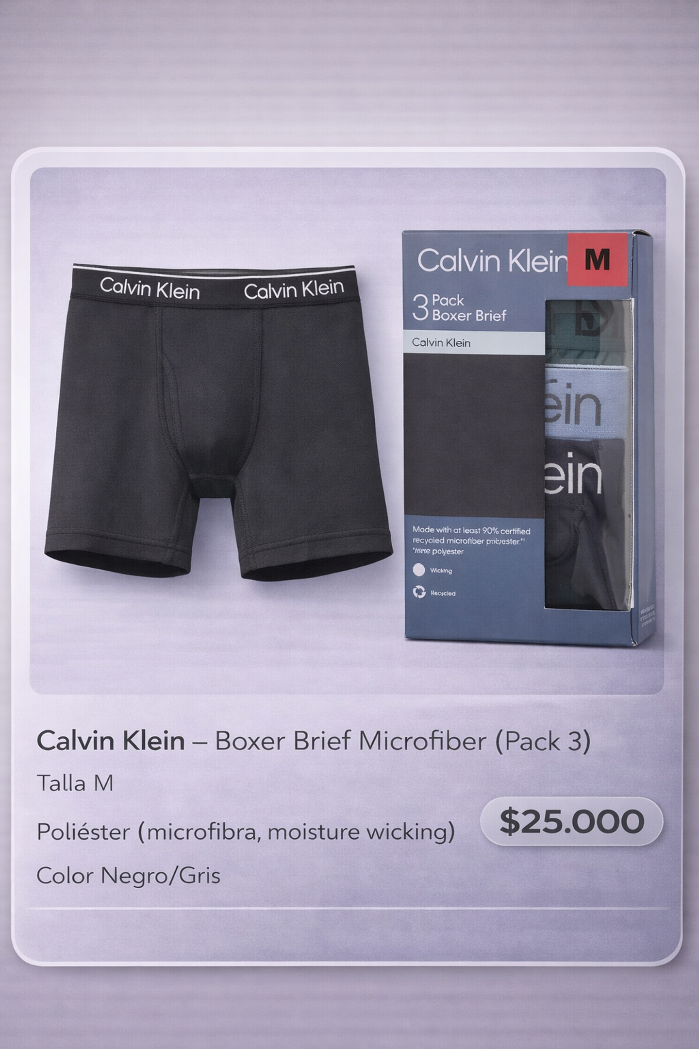 Boxer Calvin Klein Talla M - Pack 3 Unidades 1