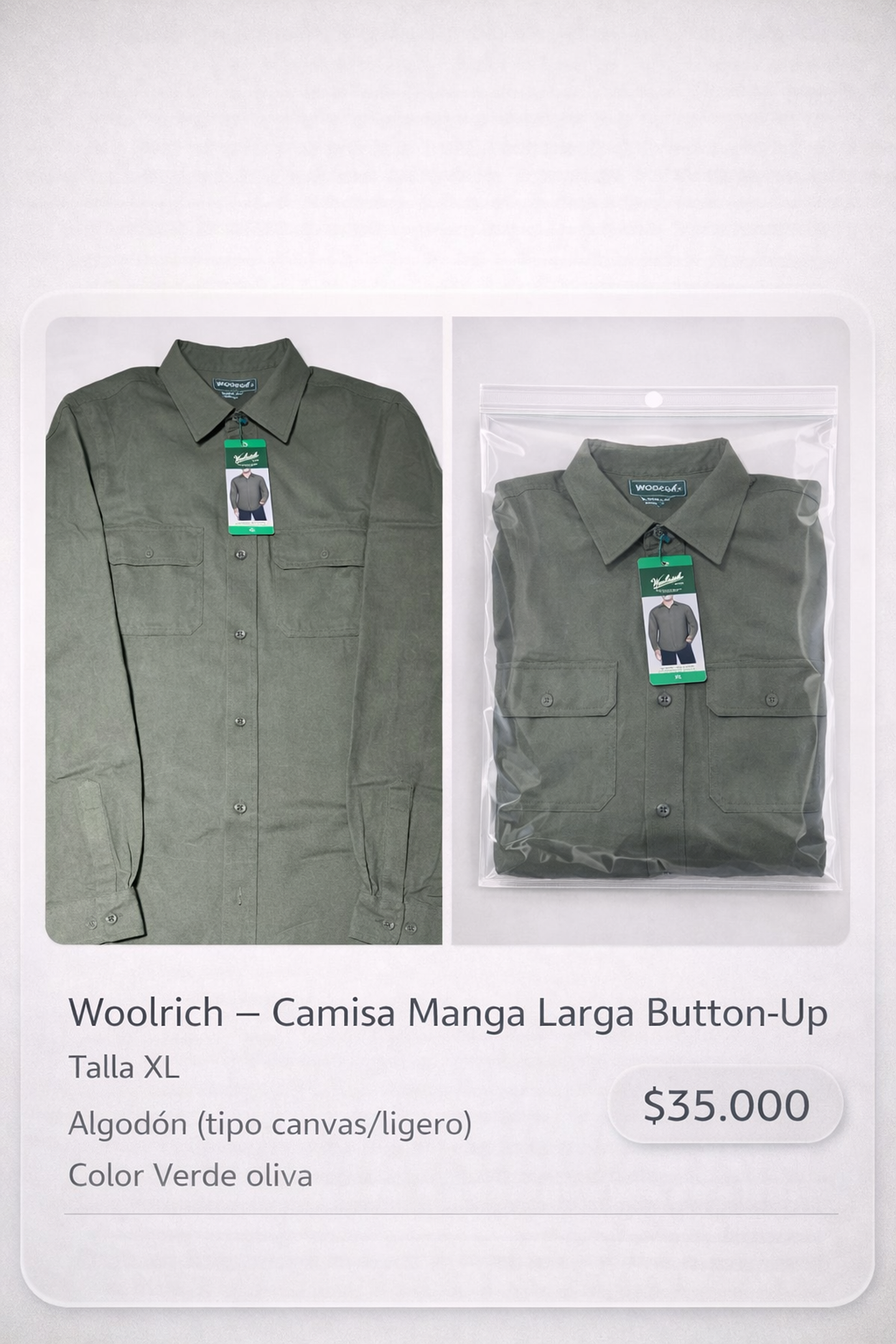 Camisa Woolrich Talla XL 1