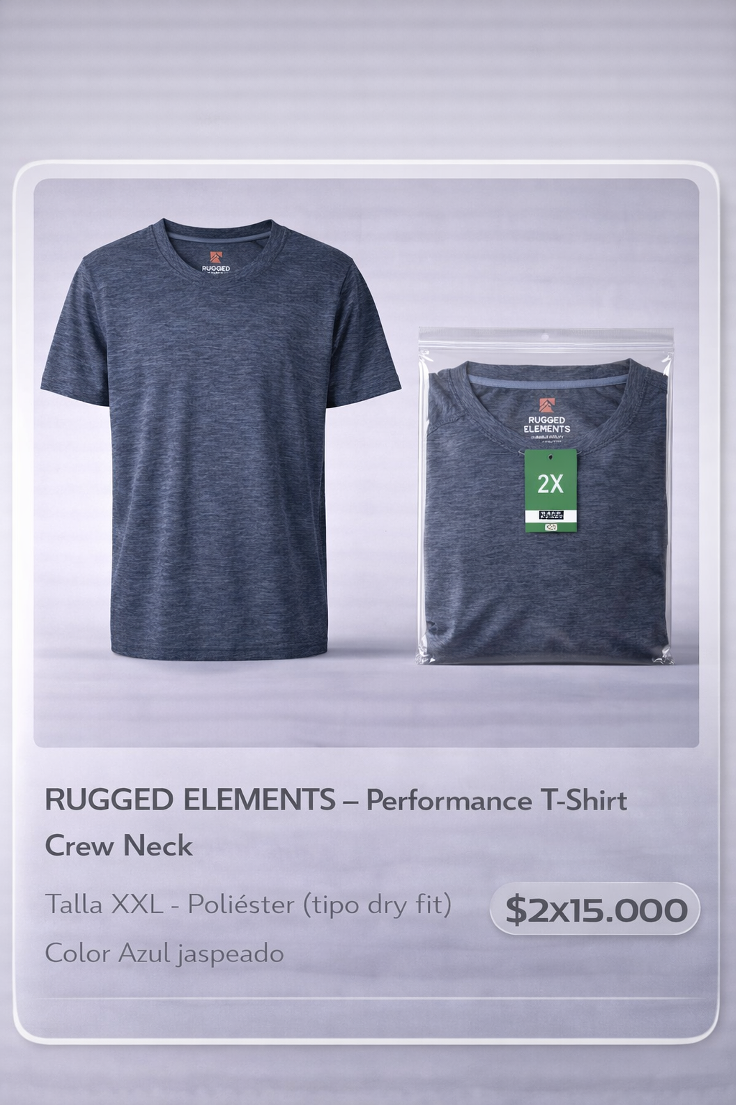Camiseta Rugged Elements Talla XXL - 2 Piezas Azul y Azul Marino 1