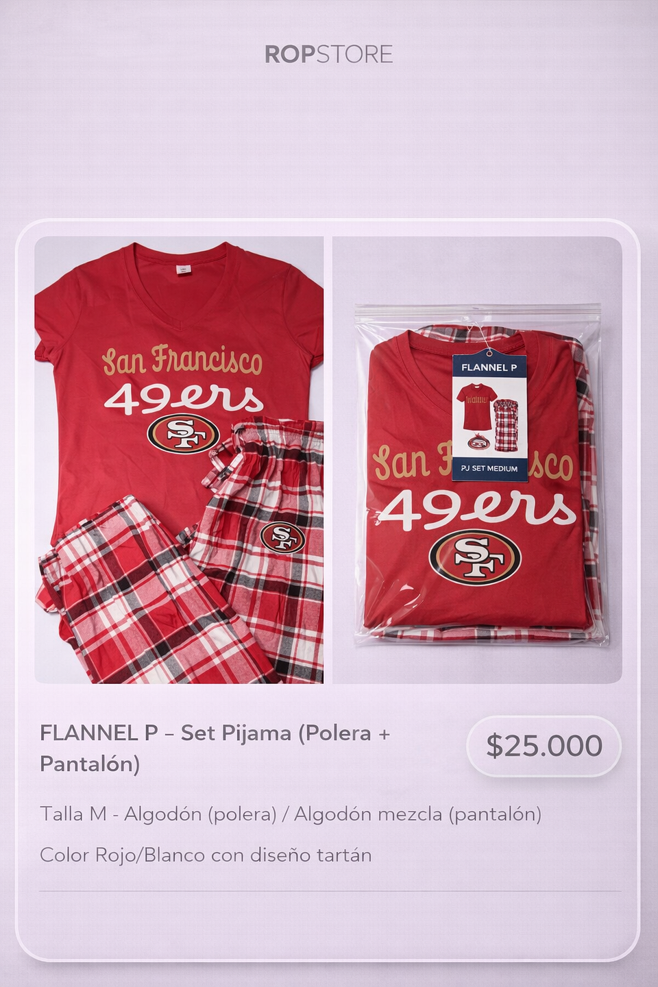 Pijama San Francisco 49ers NFL Talla M - 2 Piezas 1