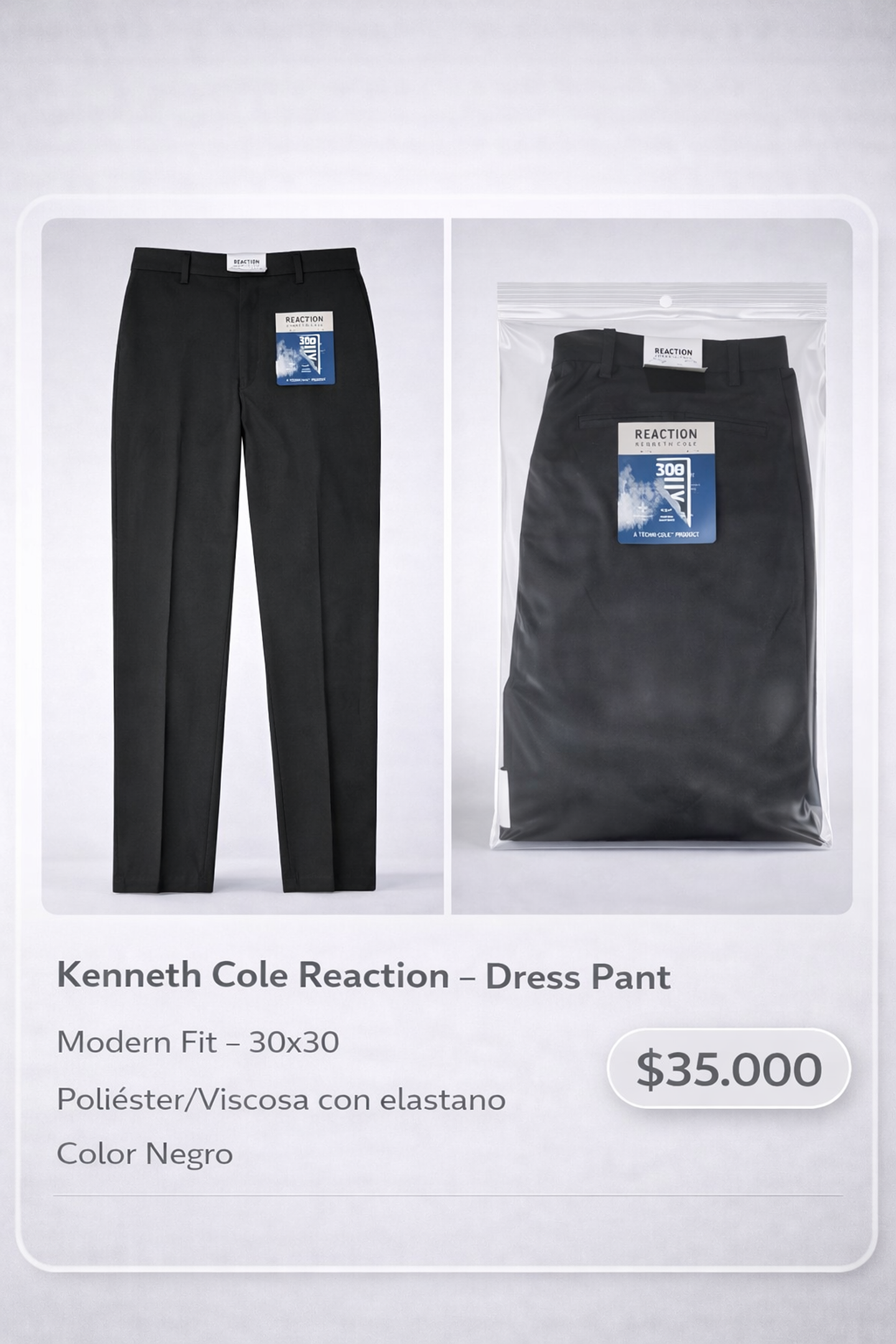 Pantalón Terno Reaction Kenneth Cole Talla 30W/30L 1