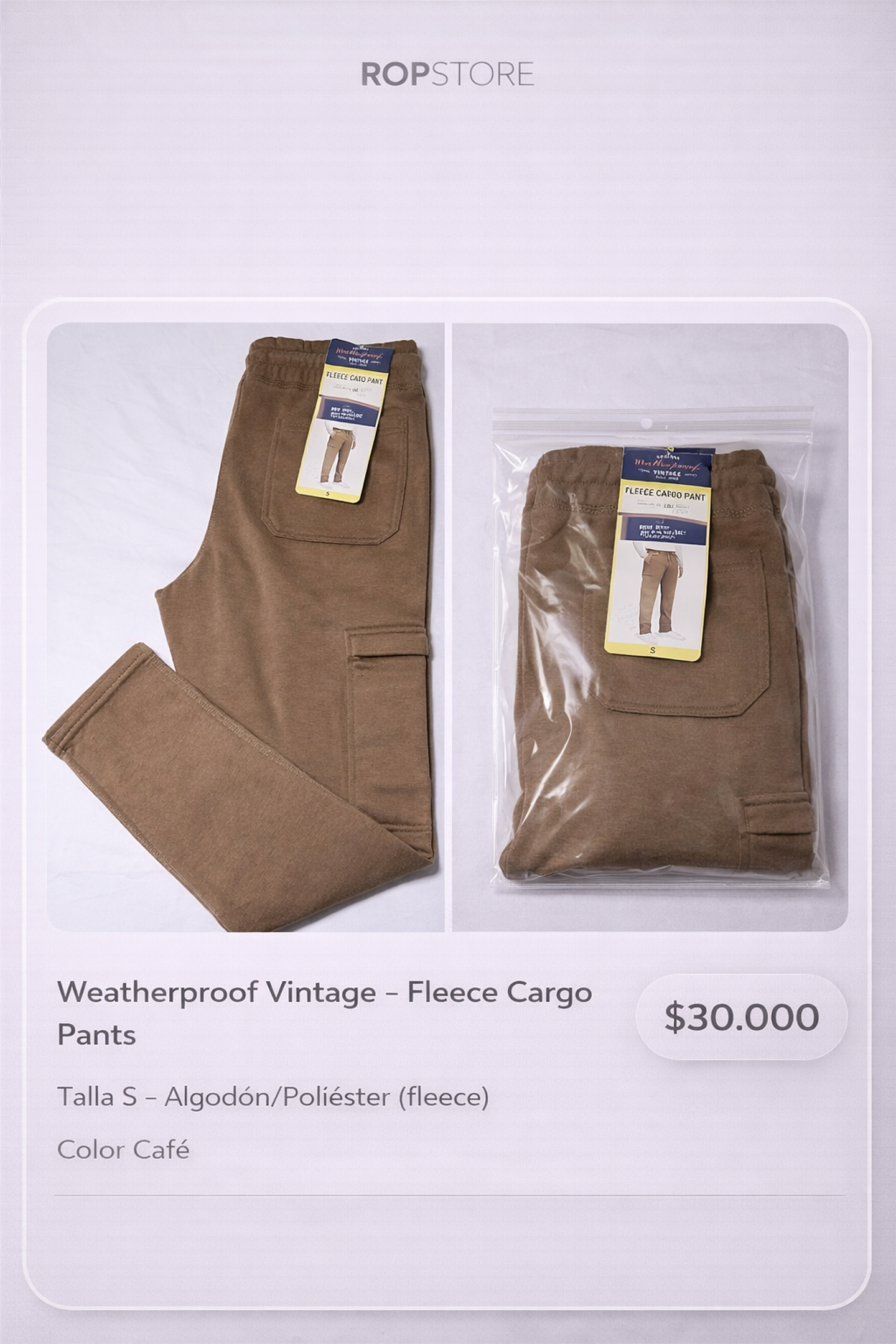 Pantalón Buzo Original Weatherproof Vintage Talla S 1