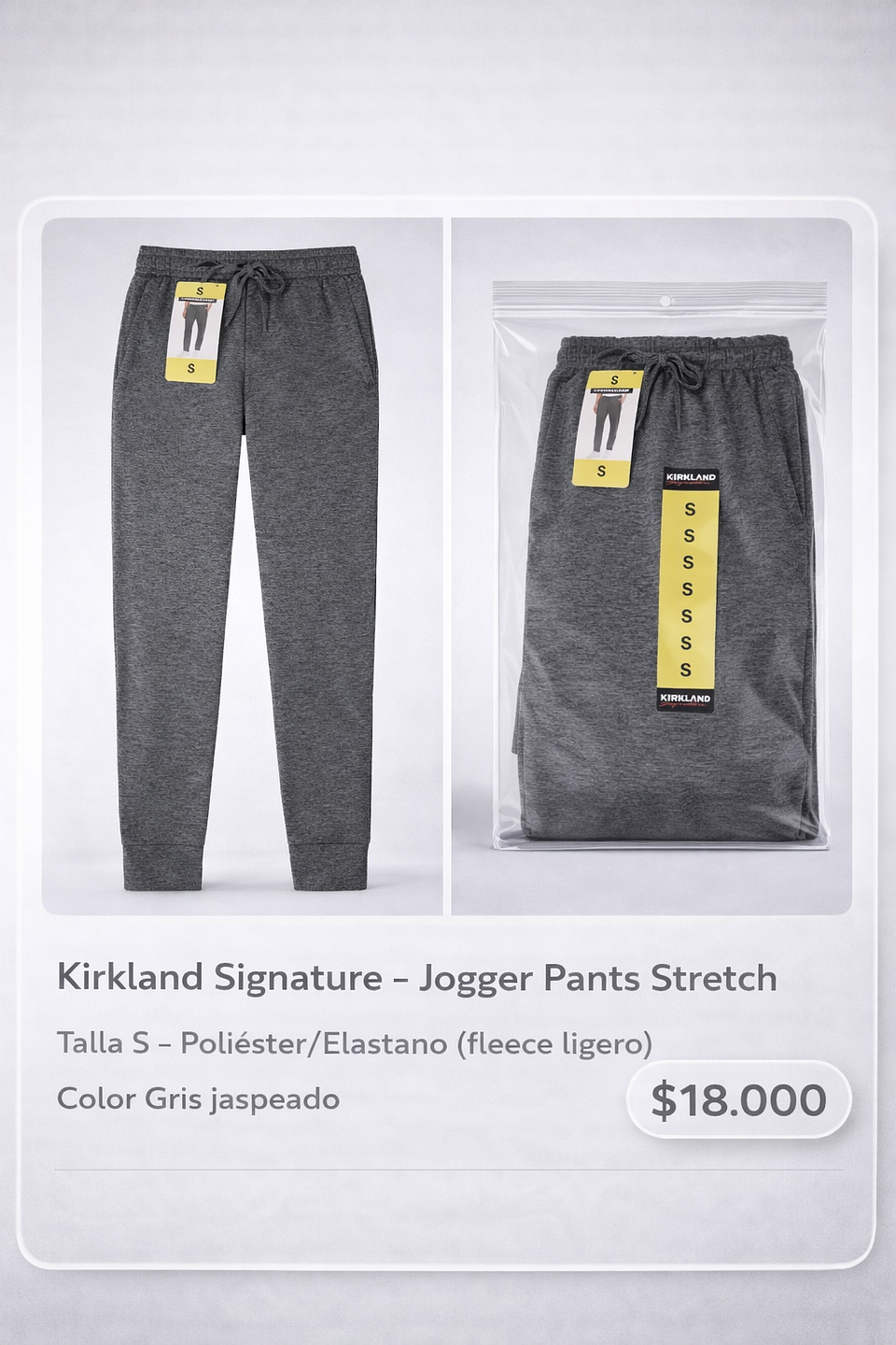 Pantalón Buzo Kirkland Signature Talla S 1