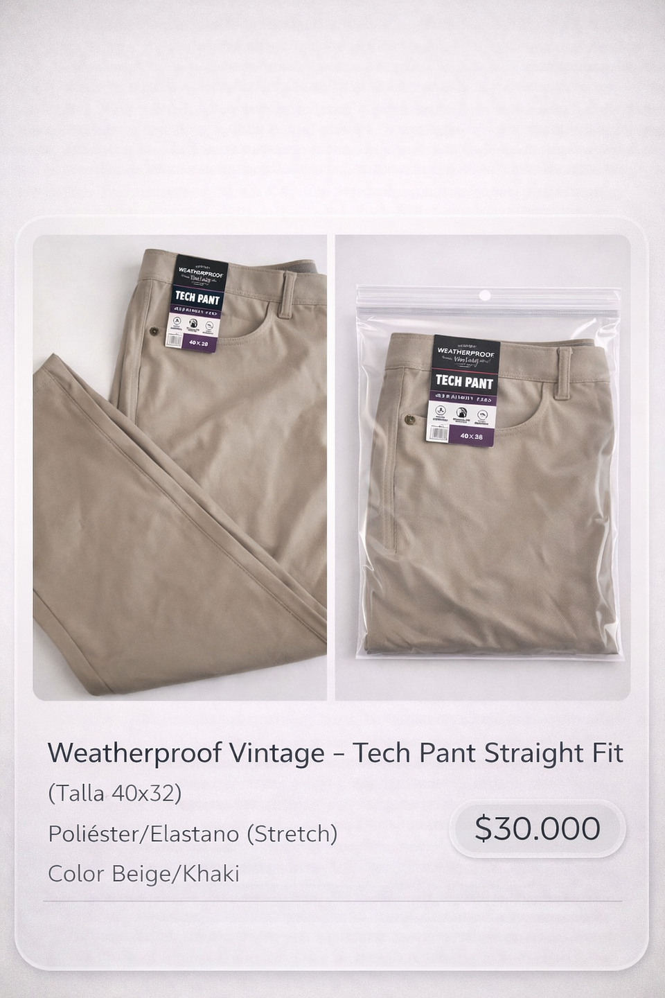 Pantalón Straight Fit Original Weatherproof Vintage – Talla 40x32 1