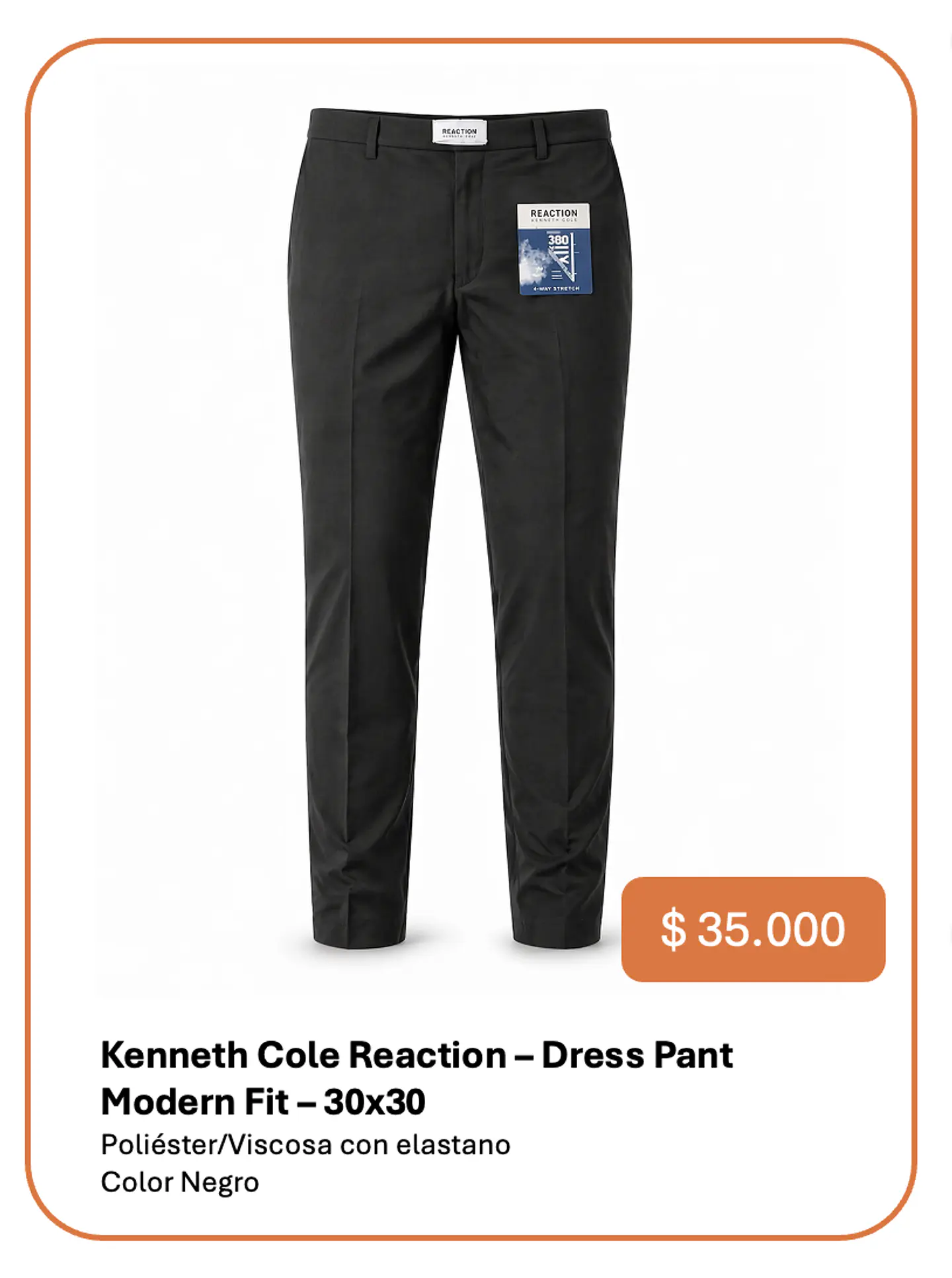 Pantalón Terno Reaction Kenneth Cole Talla 30W/30L usa 1