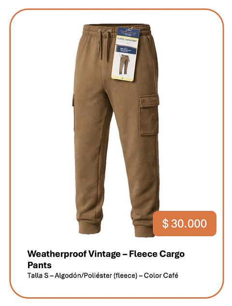 Pantalón Buzo Original Weatherproof Vintage Talla S
