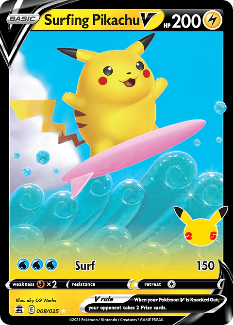 Surfing Pikachu V 8/25 - Celebrations (NM)