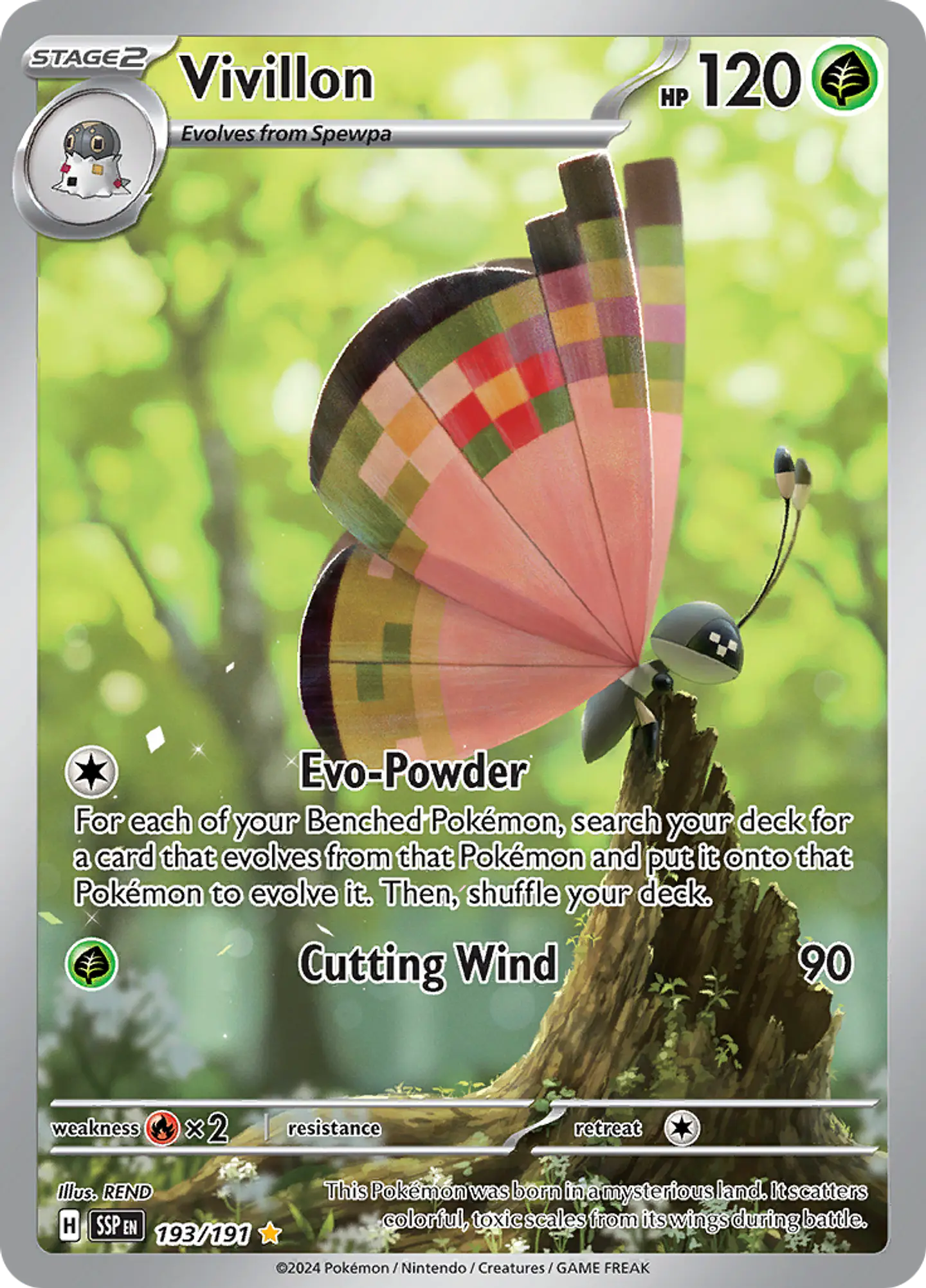 Vivillon 193/191 - SV08 Surging Sparks Illustration Rare (NM) 1