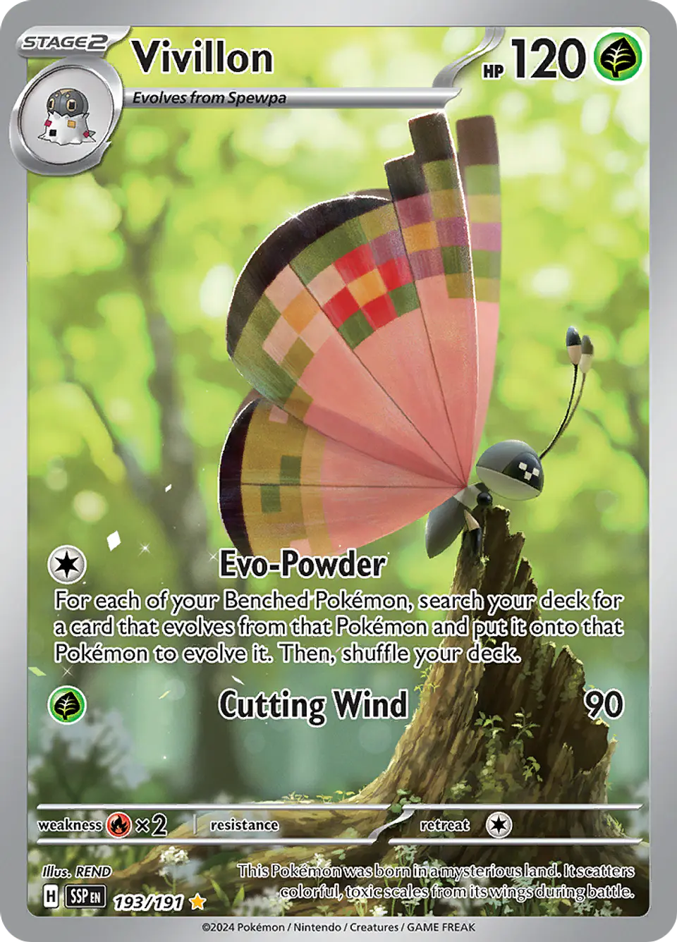 Vivillon 193/191 - SV08 Surging Sparks Illustration Rare (NM) 1