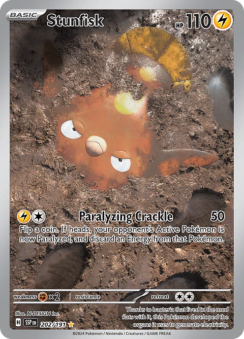 Stunfisk 202/191 - SV08 Surging Sparks Illustration Rare (NM)