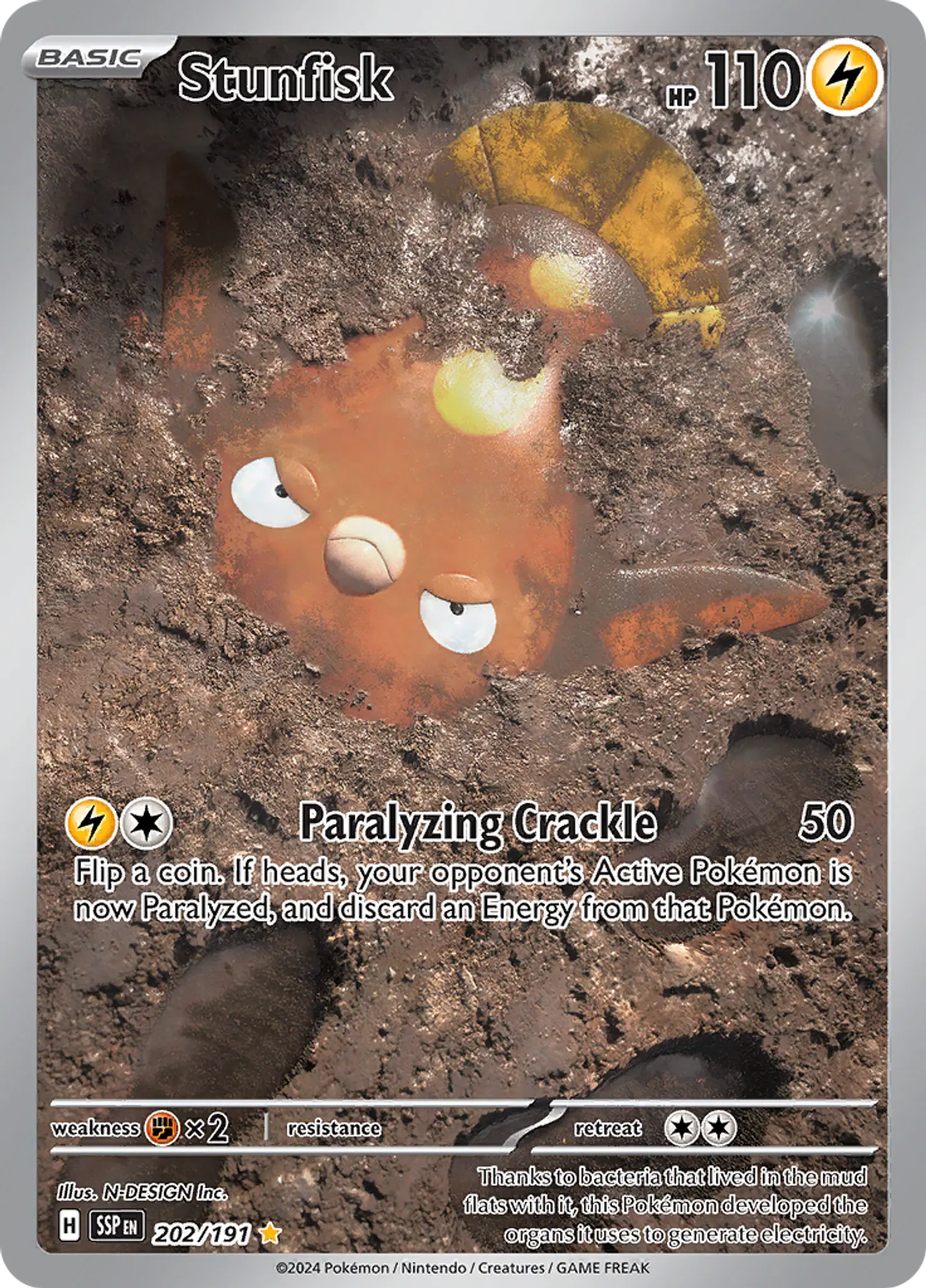 Stunfisk 202/191 - SV08 Surging Sparks Illustration Rare (NM) 1