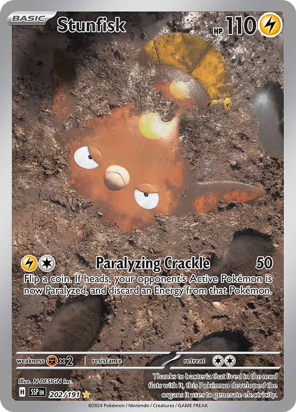 Stunfisk 202/191 - SV08 Surging Sparks Illustration Rare (NM) 1